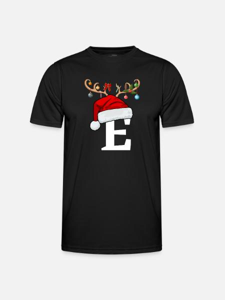 Letter E Christmas hat - Men's Functional T-Shirt - black