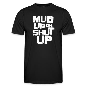 Boue ou tais-toi Coureur de course dans la boue - T-shirt sport Homme - noir - Devant - AI Model Male 178 dark (178cm)