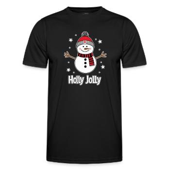 Holly Jolly snowman Merry Christmas - Men's Functional T-Shirt - black - Front - AI Model Male 178 dark (178cm)