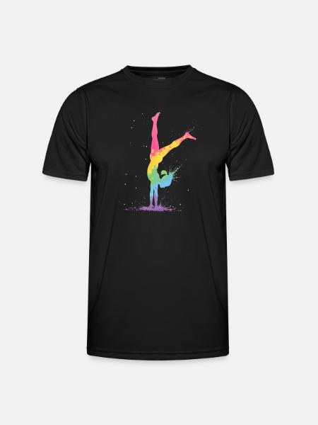 Gymnastik Herzschlag - Turnerin - Männer Funktions-T-Shirt - Schwarz