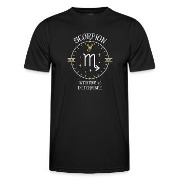 Du signe du Scorpion - Intuitive et déterminée - T-shirt sport Homme - noir - Devant - AI Model Male 178 dark (178cm)