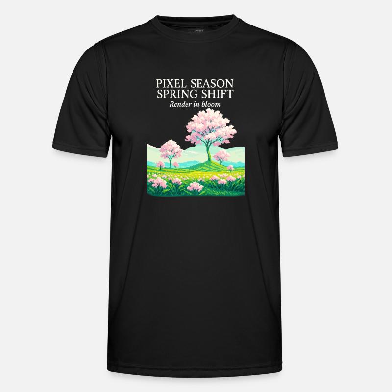 Pixel Season: Spring Shift - Men's Functional T-Shirt - black