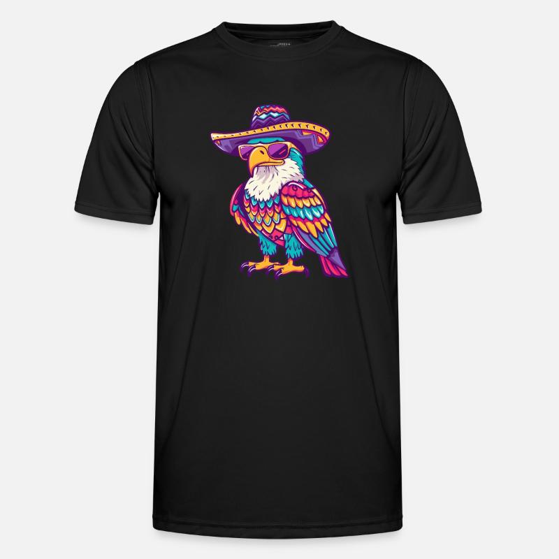 Eagle Comic Funny Sombrero - Men's Functional T-Shirt - black