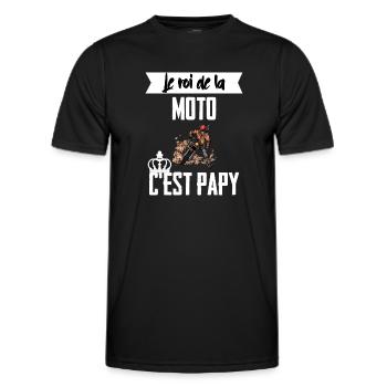 Le roi de la moto c'est papy t-shirt grand-père - T-shirt sport Homme - noir - Devant - AI Model Male 178 dark (178cm)