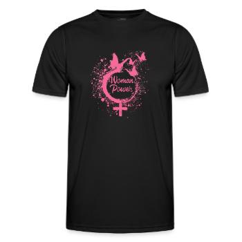 Woman Power,Freedom,Butterflies,Women,Pink - Men's Functional T-Shirt - black - Front - AI Model Male 178 dark (178cm)