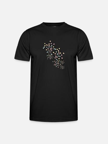Herzen, Herz,bunte herzen - Männer Funktions-T-Shirt - Schwarz