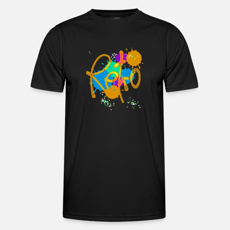 Retro,typo,neon,splash, bunt - Männer Funktions-T-Shirt - Schwarz