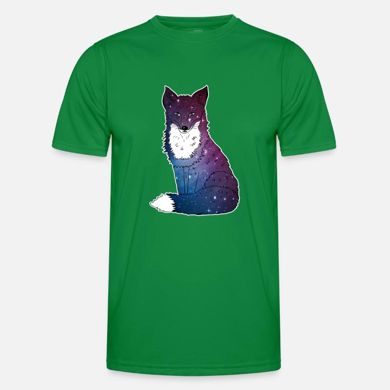 Fox with starry sky, Space, Galaxy, Space Men's Functional T-Shirt