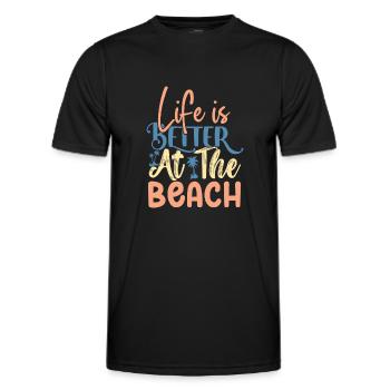 La vie est plus belle à la plage - T-shirt sport Homme - noir - Devant - AI Model Male 178 dark (178cm)