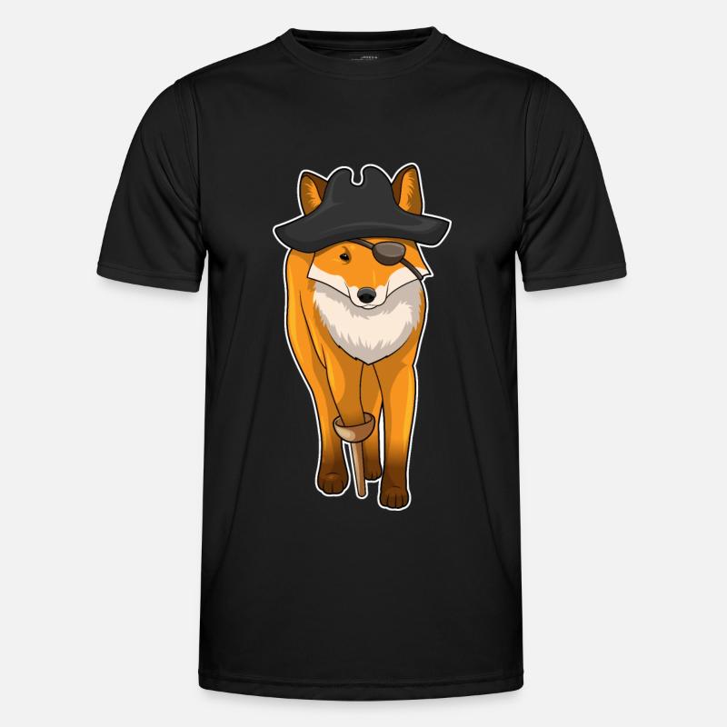 Fox Pirate Eye Patch - Men's Functional T-Shirt - black