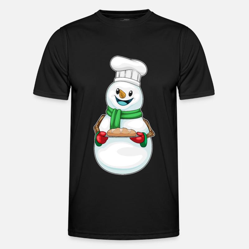 Snowman Christmas Baker - Men's Functional T-Shirt - black