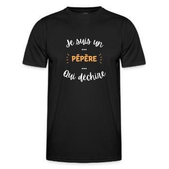 Je suis un pépère qui déchire - T-shirt sport Homme - noir - Devant - AI Model Male 178 dark (178cm)