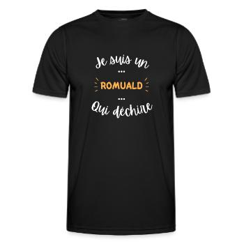 je suis un romuald qui déchire - T-shirt sport Homme - noir - Devant - AI Model Male 178 dark (178cm)