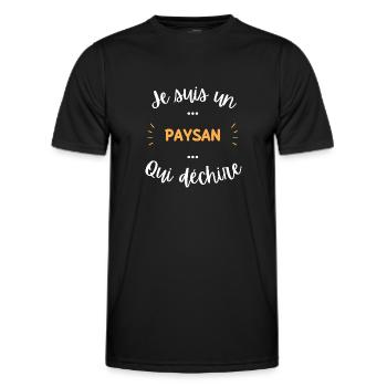 je suis un paysan qui déchire - T-shirt sport Homme - noir - Devant - AI Model Male 178 dark (178cm)
