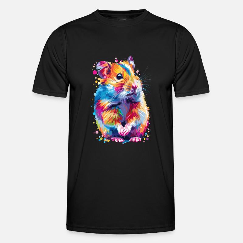Niedlicher Hamster Regenbogenfarben - Männer Funktions-T-Shirt - Schwarz