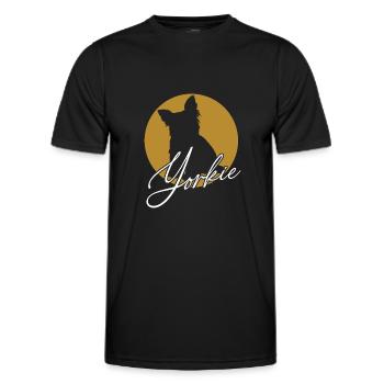 Liebenswerter Yorkie im Farbkreis mit Schriftzug - Männer Funktions-T-Shirt - Schwarz - Vorne - AI Model Male 178 dark (178cm)