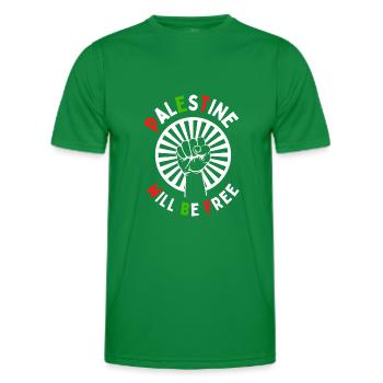 Save Palestine Freedom BLM War Peace Gaza Under - Männer Funktions-T-Shirt - Kelly Green - Vorne - AI Model Male 178 dark (178cm)