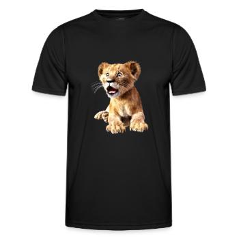 Lion, bébé lion, signe du lion - T-shirt sport Homme - noir - Devant - AI Model Male 178 dark (178cm)