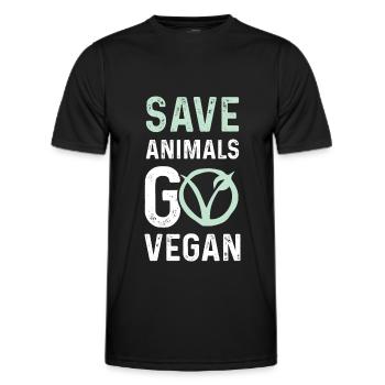 Animal welfare vegan - Men's Functional T-Shirt - black - Front - AI Model Male 178 dark (178cm)