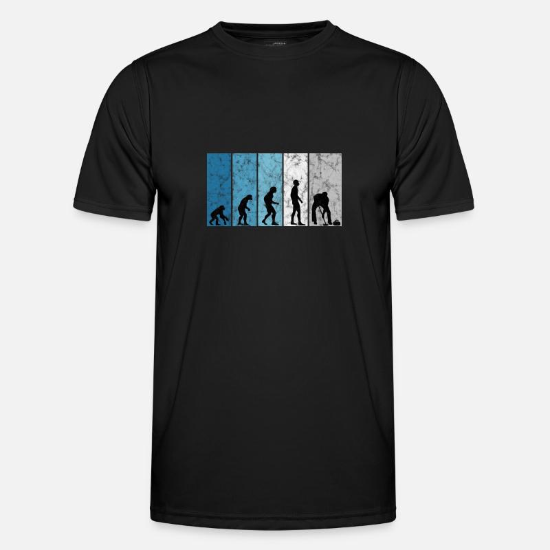 Eis Curling Curler Eisstockschießen Evolution - Männer Funktions-T-Shirt - Schwarz