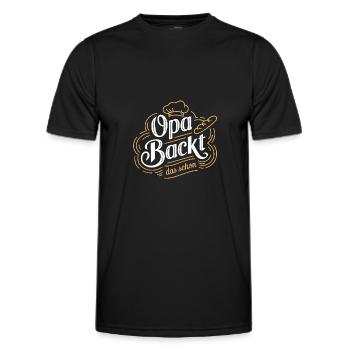 Opa backt das schon - unser backender Opa - Männer Funktions-T-Shirt - Schwarz - Vorne - AI Model Male 178 dark (178cm)