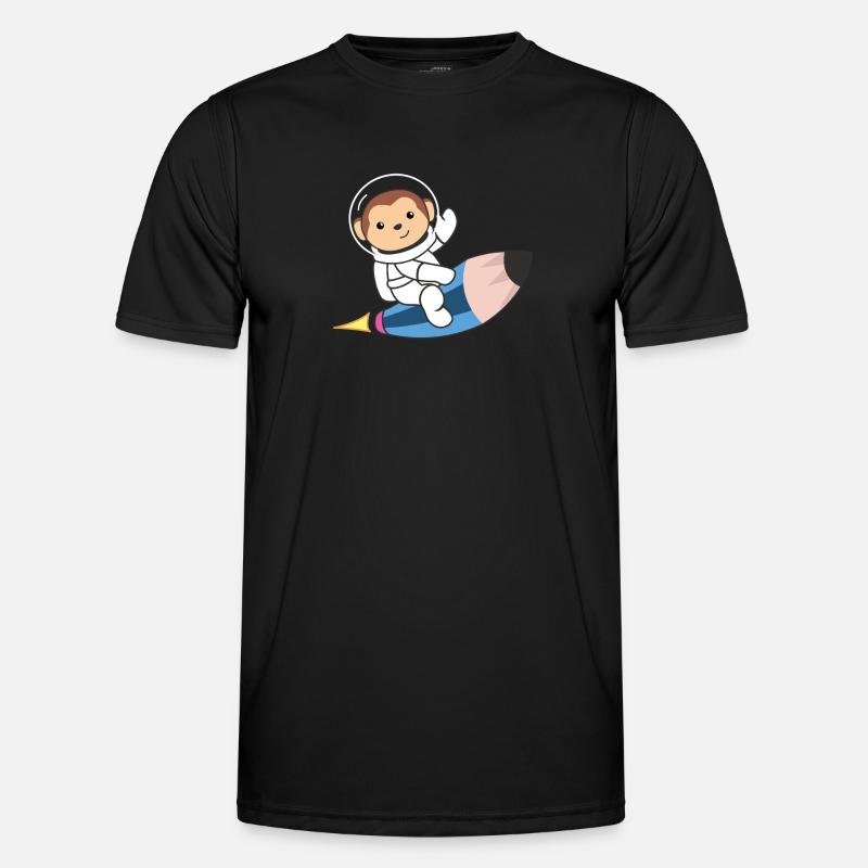Cute Space Monkey Astronauts Universe - Men's Functional T-Shirt - black