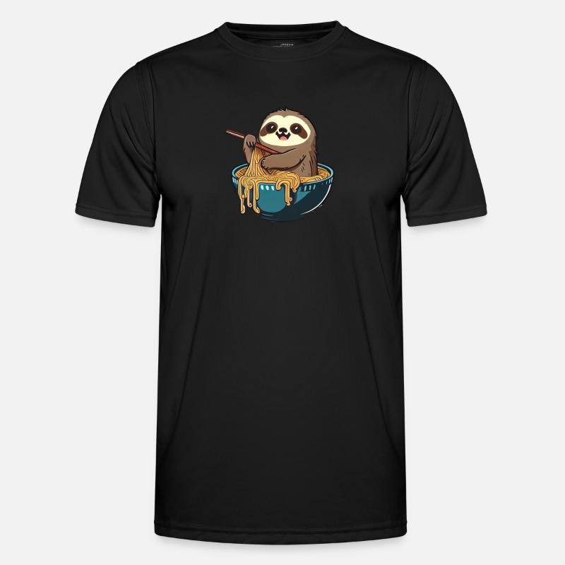 But first ramen sweet sloth eats ramen - Men's Functional T-Shirt - black