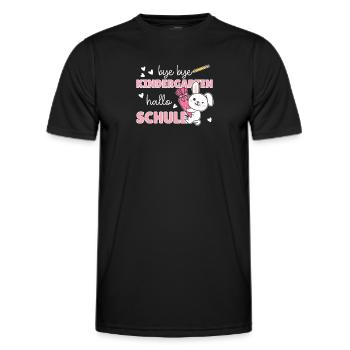 bye bye kindergarten hello school bunny - Men's Functional T-Shirt - black - Front - AI Model Male 178 dark (178cm)