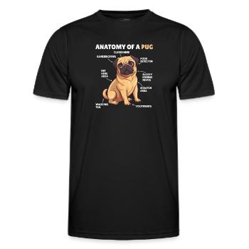 Explication du chien Anatomie d’un carlin - T-shirt sport Homme - noir - Devant - AI Model Male 178 dark (178cm)