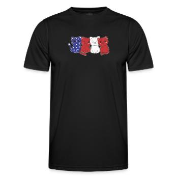 Katze für den vierten Juli USA Flagge Katzen - Männer Funktions-T-Shirt - Schwarz - Vorne - AI Model Male 178 dark (178cm)