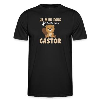 Je m'en fous je suis un castor - süßer Biber - Männer Funktions-T-Shirt - Schwarz - Vorne - AI Model Male 178 dark (178cm)
