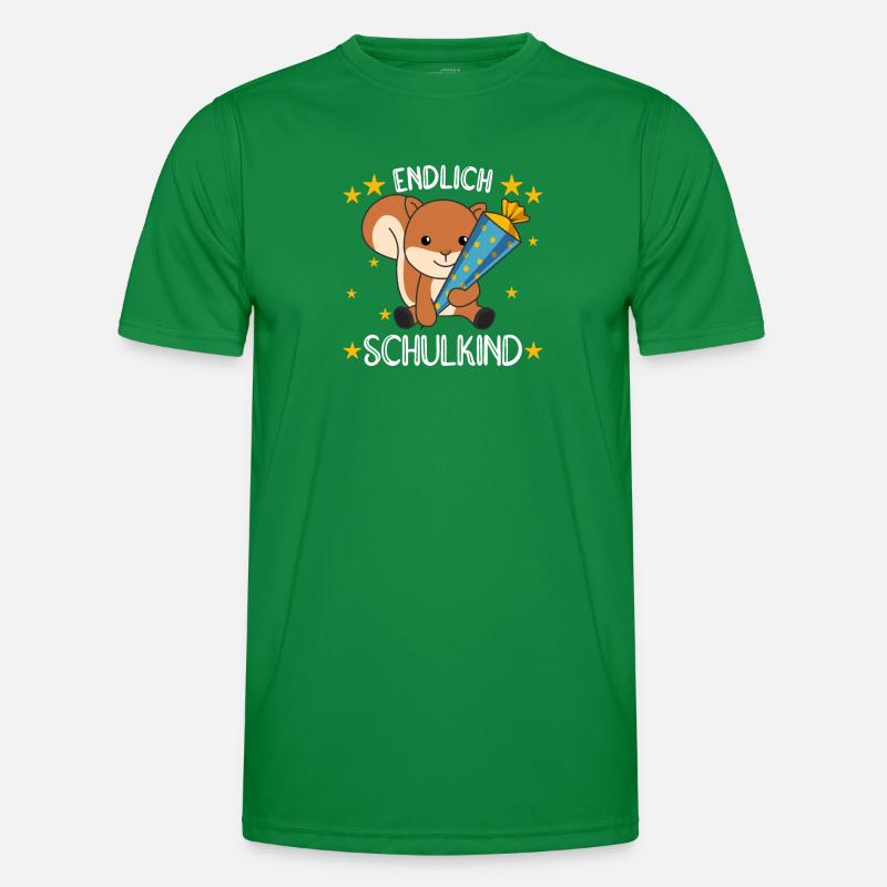 endlich Schulkind Einschulung Schule Eichhörnchen Männer Funktions-T-Shirt