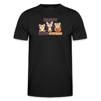 Corgi Happy Howloween Pumpkin Vampire Costume - Men's Functional T-Shirt - black - Front - AI Model Male 178 dark (178cm)