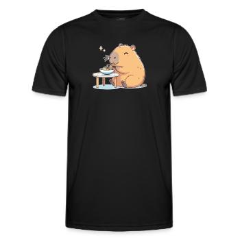 süße Capybara isst Ramen Nudeln Capybaras Ramen - Männer Funktions-T-Shirt - Schwarz - Vorne - AI Model Male 178 dark (178cm)