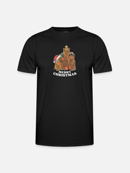 Frohe Weihnachten Capybara Heiligabend - Männer Funktions-T-Shirt - Schwarz