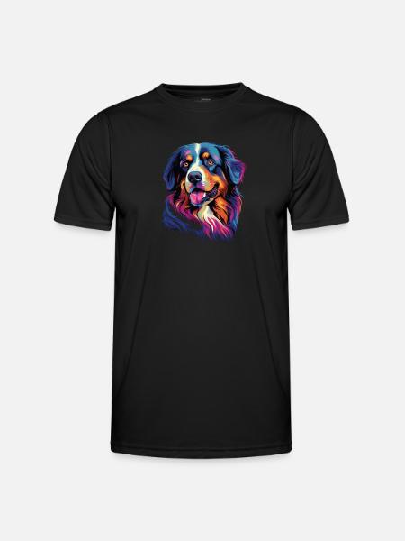 Wasserfarben Farbenfroher Berner Sennenhund - Männer Funktions-T-Shirt - Schwarz