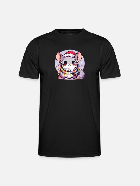 Weihnachten Lichterkette Chinchilla - Männer Funktions-T-Shirt - Schwarz