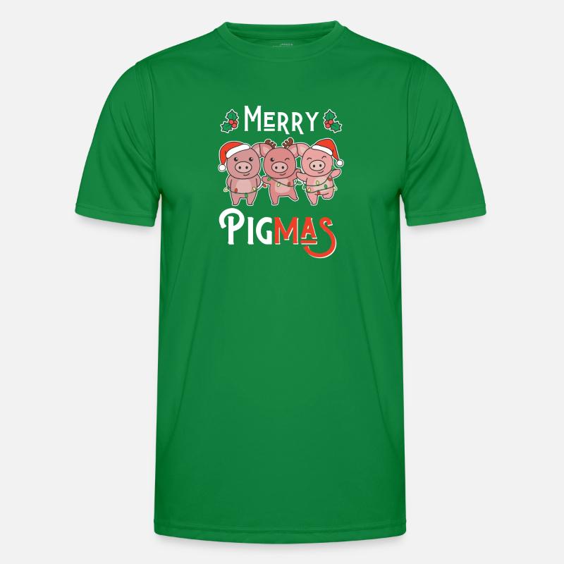 Noël de joyeux cochon de jeu de mots de Pigma T-shirt sport Homme