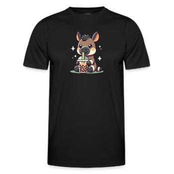 Kawaii Okapis Bubble Tea Boba Okapi - Men's Functional T-Shirt - black - Front - AI Model Male 178 dark (178cm)
