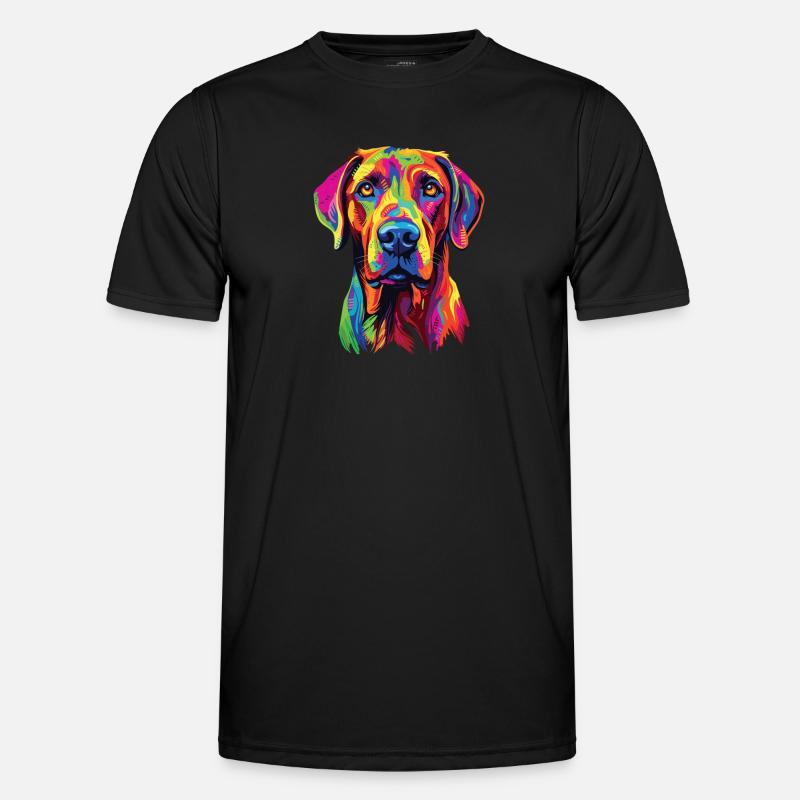 Wasserfarben Farbenfroher Rhodesian Ridgeback - Männer Funktions-T-Shirt - Schwarz