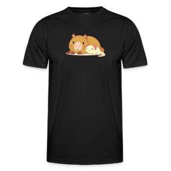 Mignon axolotl épais avec Capybara - T-shirt sport Homme - noir - Devant - AI Model Male 178 dark (178cm)