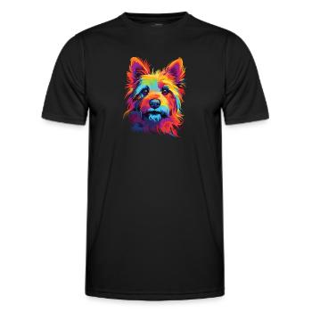 Aquarelle coloré Australian Terrier - T-shirt sport Homme - noir - Devant - AI Model Male 178 dark (178cm)