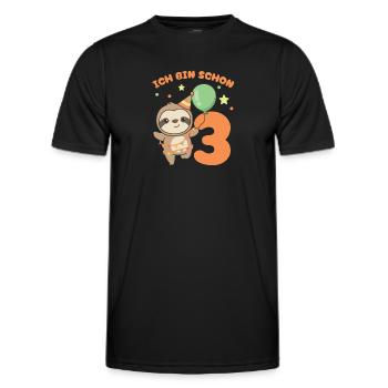Ich bin schon 3 Faultiere Geburtstags Kinder - Männer Funktions-T-Shirt - Schwarz - Vorne - AI Model Male 178 dark (178cm)