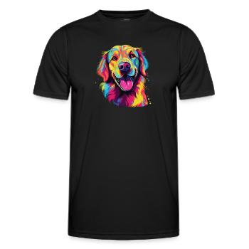 Watercolor Colorful Golden Retriever - Men's Functional T-Shirt - black - Front - AI Model Male 178 dark (178cm)