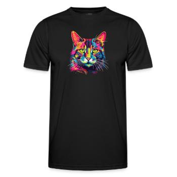 Watercolor Colorful Domestic Shorthair - Men's Functional T-Shirt - black - Front - AI Model Male 178 dark (178cm)