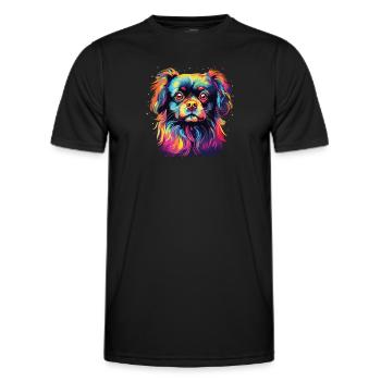 Aquarelle colorée épagneul tibétain - T-shirt sport Homme - noir - Devant - AI Model Male 178 dark (178cm)