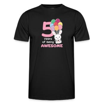 Bunny for 5th birthday children five years old - Men's Functional T-Shirt - black - Front - AI Model Male 178 dark (178cm)