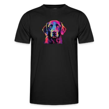Watercolor Colorful Curly Coated Retriever - Men's Functional T-Shirt - black - Front - AI Model Male 178 dark (178cm)