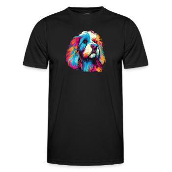 Aquarelle colorée épagneul tibétain - T-shirt sport Homme - noir - Devant - AI Model Male 178 dark (178cm)