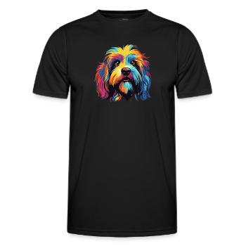 Aquarelle colorée épagneul tibétain - T-shirt sport Homme - noir - Devant - AI Model Male 178 dark (178cm)
